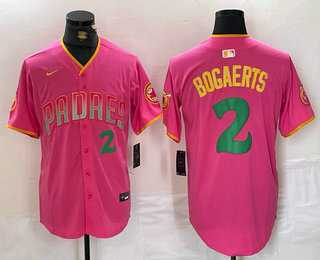 Men%27s San Diego Padres #2 Xander Bogaerts Pink Player Number Fashion Baseball Jersey